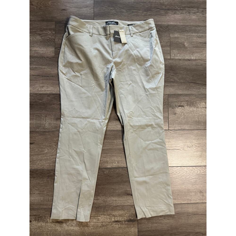 Eddie Bauer Stayshape Twill Trousers Stone Size 16P NWT